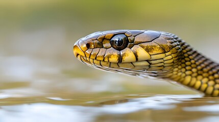 Obraz premium Close-Up of Intricate Patterns on a Serpent's Head in Nature