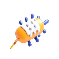 A stylized illustration of a bacterium featuring a colorful body with spikes and a unique surface design.