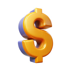 Obraz premium 3d rendered dollar sign symbol in golden color isolated on transparent background