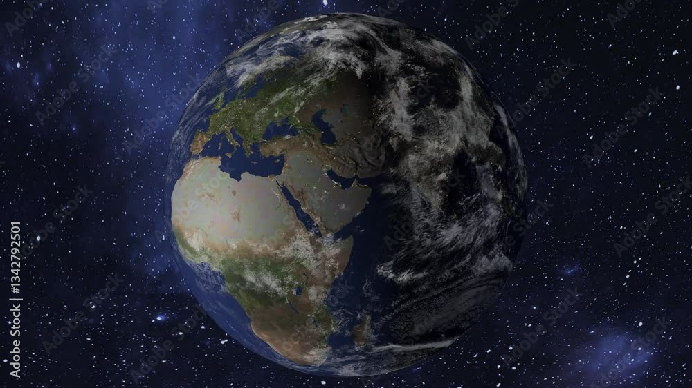 Wall mural solar system planet earth rotating in outer space. suitable for education usage, 4k loop video foota