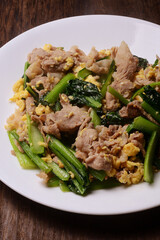 豚肉と小松菜の中華風卵炒め
