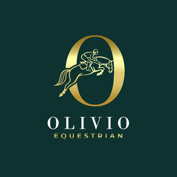 Elegant Luxury Abstract Line Letter O Monogram Horse Jump Alphabet Logo, Show Jumping Logo, Horse Jump, Typography