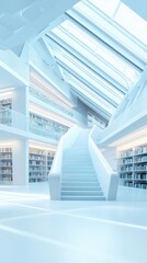 Obraz premium Modern Library Interior with Bright Ambiance and Elegant Design