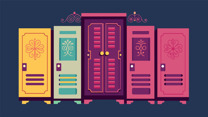 Some lockers stand out with intricate and elaborate designs while others remain simple and minimalistic but each one represents the unique style and taste of its owner.. Vector illustration
