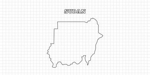 Sudan map travel with outline simple drawing version Illustration