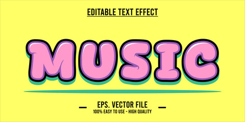 typography MUSIC word art illustration, editable text effect, eps file format