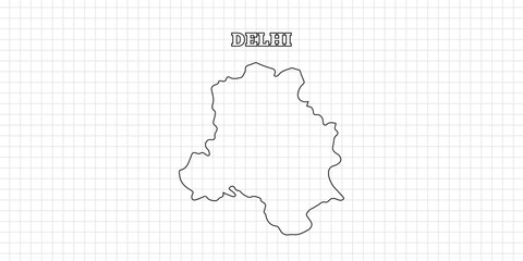 Delhi map travel with outline simple drawing version Illustration
