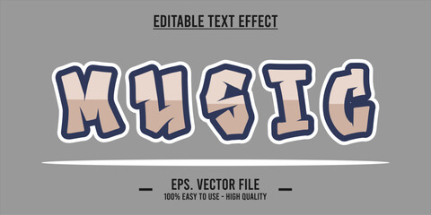 typography MUSIC word art illustration, editable text effect, eps file format