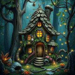 Obraz premium fairy house in tree with magical atmosphere looks amazing 