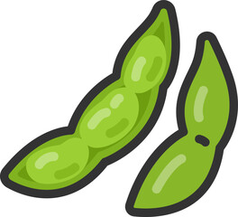 皮のついた、枝豆のアイコン（線画）のイラスト