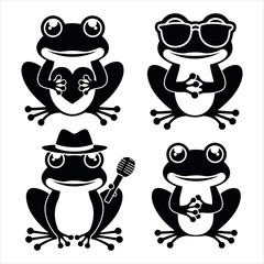Obraz premium set of funny monsters,cartoon frog silhouettes