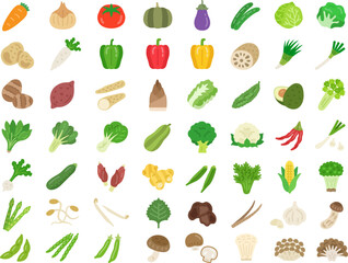 いろいろな、野菜アイコンのイラストセット