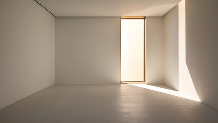 Empty abstract of minimal architecture space with the sun light cast shadow on the wall