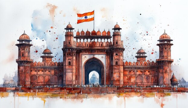 Augmented reality compatible fort illustration with hidden cultural symbols, designed for museum interactive guides, educational apps, or cultural treasure hunt games.