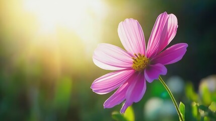 Vibrant Blue Wildflower Blooming in a Serene Garden Meadow Under Morning Sunlight, Capturing Nature's Beauty