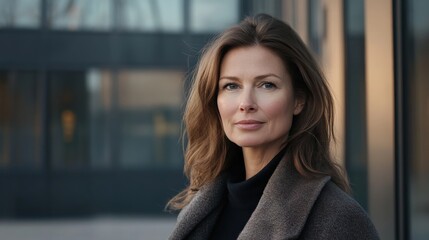 Fototapeta premium Confident Woman in Urban Setting: A Portrait of Elegance and Strength
