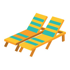  Poolside lounge chairs vector illustration.
