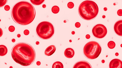 Microscopic View of Red Blood Cells Flowing in Plasma &ndash; 3D Medical Illustration of Circulatory System and Hematology