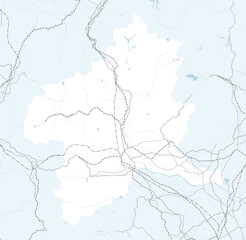 日本の群馬県と隣接する都道府県を含む、シンプルなロードマップ