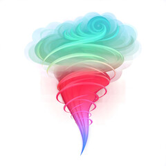 Colorful Gradient Tornado on Light Gray, PNG