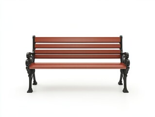 wooden park bench isolated on a white background - ai