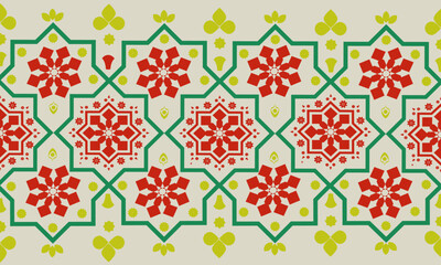 Beautiful Embroidery Floral Yellow, Red And Green