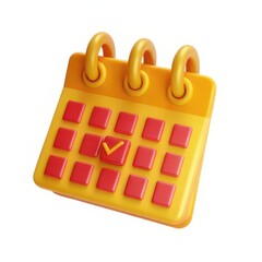 Calendar icon with a checkmark and colorful design.