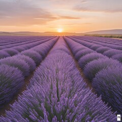 Obraz premium Lavender Field at Sunrise