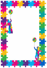 World Autism Awareness Day Frame puzzle vector illustration.