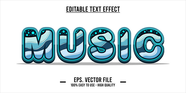 typography MUSIC word art illustration, editable text effect, eps file format