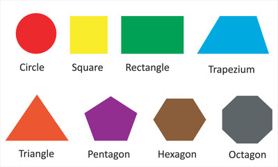 Basic math shapes on white background