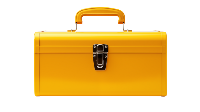 Yellow Metal Tool Box Isolated on Black Background