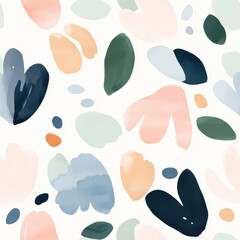 Abstract Watercolor Flower Pattern in Soft Colors for Fabric Design