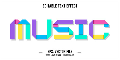 typography MUSIC word art illustration, editable text effect, eps file format