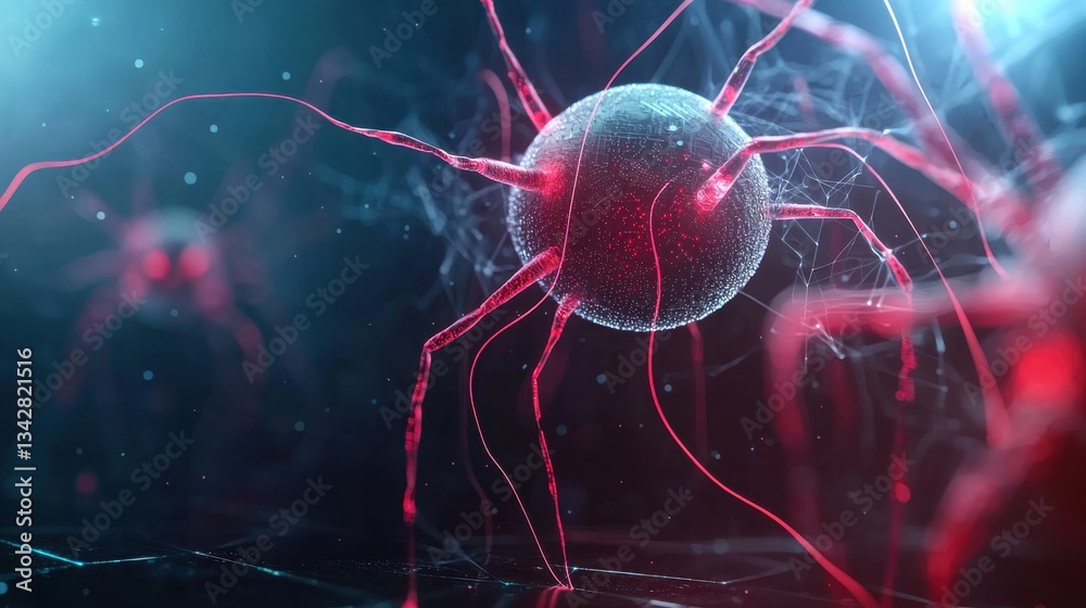 Poster abstract depiction of a virus with intricate web-like structures