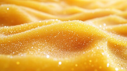 A vibrant yellow smudge, reminiscent of sun-baked desert sand, reveals the texture of a tropical salt scrub, promising a rejuvenating and exfoliating experience.