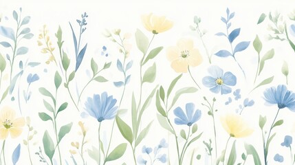 Hand-Painted Watercolor Seamless Floral Pattern in Soft Pastels