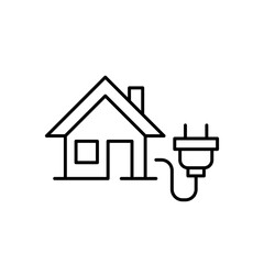 House and electric plug. Smart home energy, alternative power sources. Pixel perfect vector icon