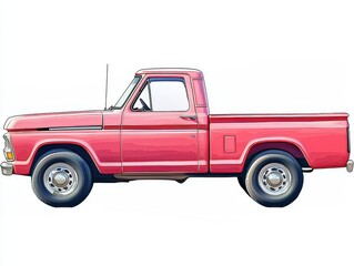 Vintage Pink Pickup Truck on Isolated Background Perfect for Automotive and Nostalgia Themes