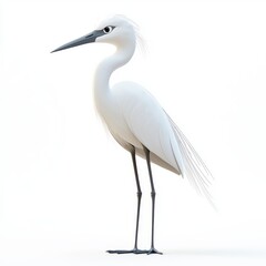 Obraz premium Elegant White Bird Standing Gracefully on Its Long Legs Against a Simple Background