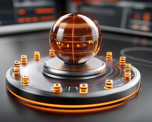 Futuristic sphere display in a tech control room setting