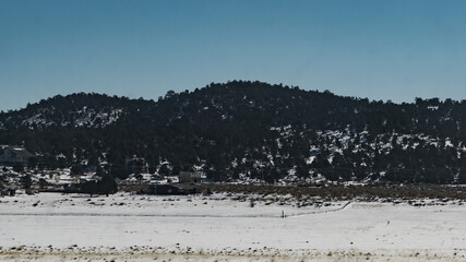 snow covered mountains
