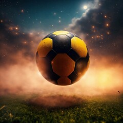 Naklejka premium soccer ball on grass