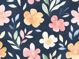 Vibrant Watercolor Floral Seamless Pattern for Design Projects