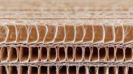 Generative AI, Close-Up of Corrugated Cardboard Cross-Section