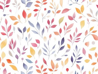 Vibrant Watercolor Floral Seamless Pattern with Colorful Leaves