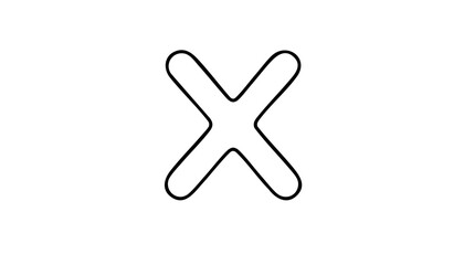 Obraz premium Abstract black outline of letter X on a transparent background