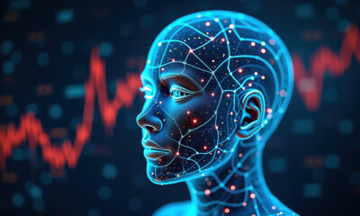Obraz premium AI Woman, Digital Face, Network, Future Tech - Artificial Intelligence