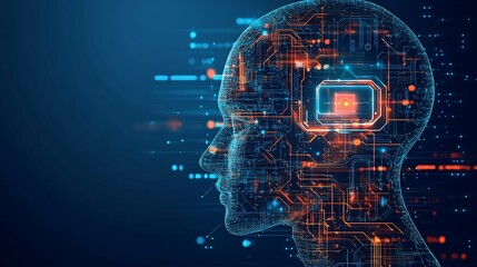 Futuristic Artificial Intelligence Brain Circuitry and Neural Network