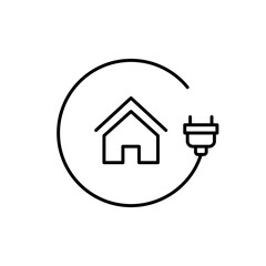 Smart home, EV charging and sustainable power sources. Pixel perfect vector icon